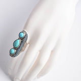 Waterfall Droplet Turquoise Stone Silver Ring