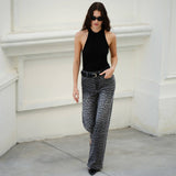 High Rise Leopard Print Wide Leg Pants