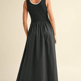 Ribbed Top Woven Skirt Dress