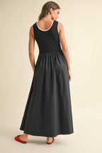 Ribbed Top Woven Skirt Dress