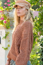 Mock Neck Cable Knit Sweater