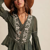 Embroidered Peplum Blouse