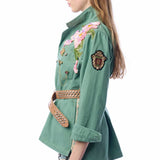 Michelle Jacket | Teal Green Embellished Floral Button Up