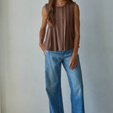 L9117 | Knit Rayon Spandex Jersey Round Neck Sleeveless Top