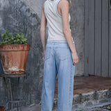 Contrast Stitch Fish Patch Rib Tank - RTK1094