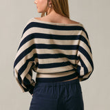 BOAT NECK DOLMAN SLEEVE SWEATER TOP