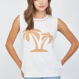 PALM TREE INTARSIA KNIT SWEATER TANK FW10350