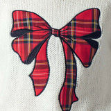Plaid Bow Patch  Knit Sweater