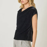 61197 Velvet Cowl Neck Top