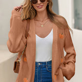 Pumpkin Patterned Knit Cardigan