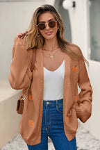 Pumpkin Patterned Knit Cardigan
