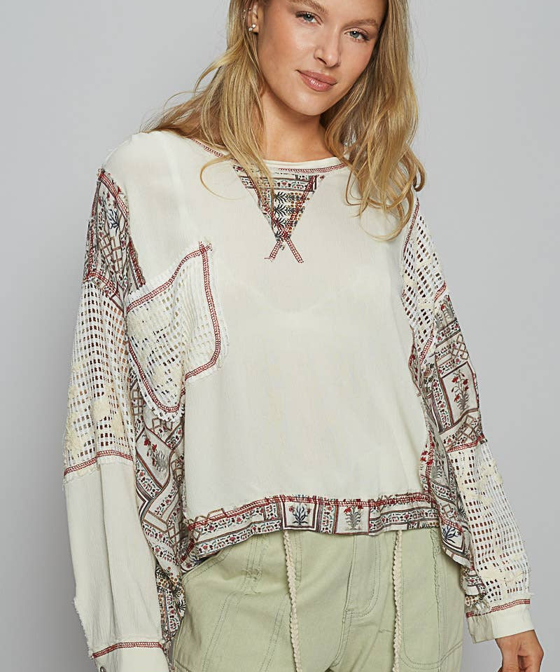 Floral Print Contrast Sweater