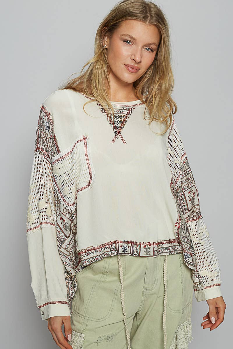 Floral Print Contrast Sweater