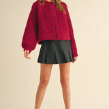 Round Neck Button Front Cardigan