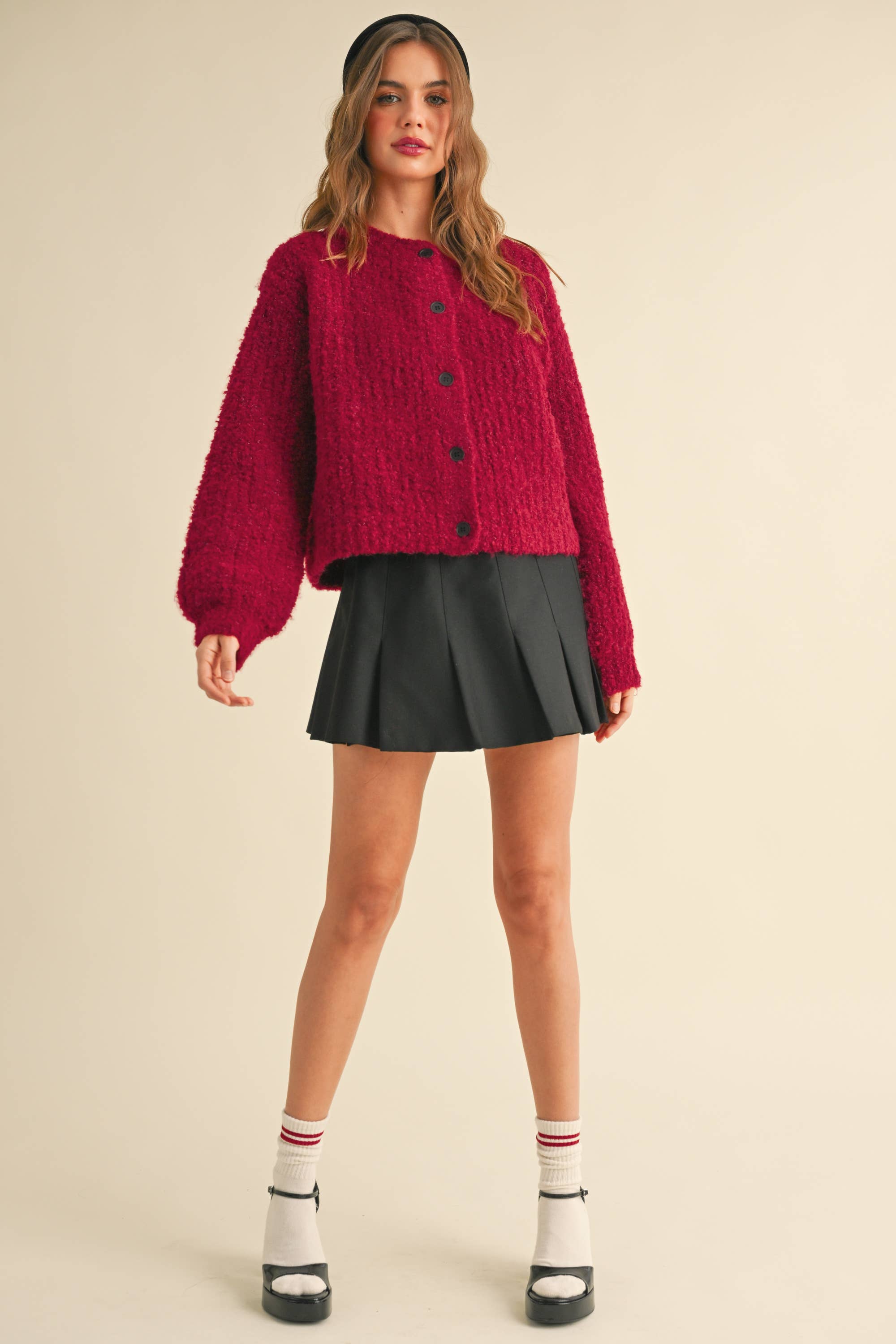 Round Neck Button Front Cardigan