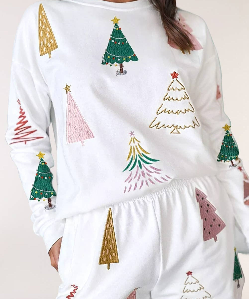 Christmas Tree Long Sleeve Top and Shorts Set