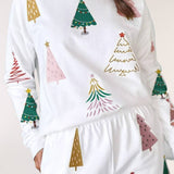 Christmas Tree Long Sleeve Top and Shorts Set