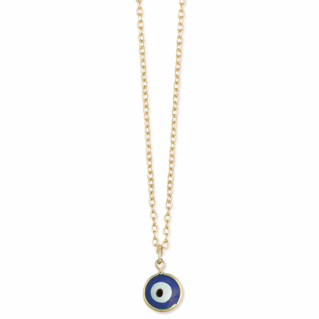 Calming Blue Eye Charm Gold Necklace