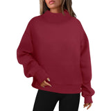 Oversized Mock Neck Top Sweatshirt