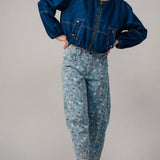 Floral Print Relaxed Fit Denim Pants