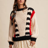 Chunky Patterned Hand-Knit Sweater