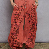 Floral Embroidered Twill Pants