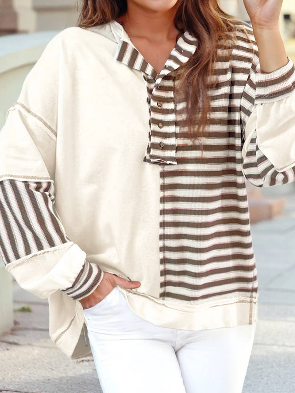 Split Design Pullover Hoodie