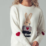 Bunny Motif Heart Sweater