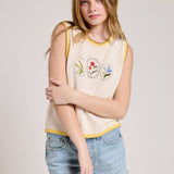 Ice Cream Embroidered Contrast Knit Vest