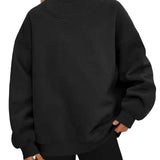 Oversized Mock Neck Top Sweatshirt