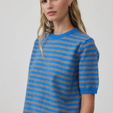Stripe Knit Short Sleeve Sweater Top - RSW1200