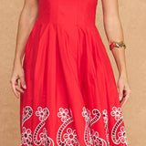Scalloped Eyelet Embroidered Midi Dress