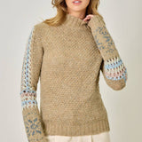 61313 Mock Neck Fair Isle Cuff Sweater