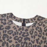 Leopard Print Denim Mini Dress with Pockets