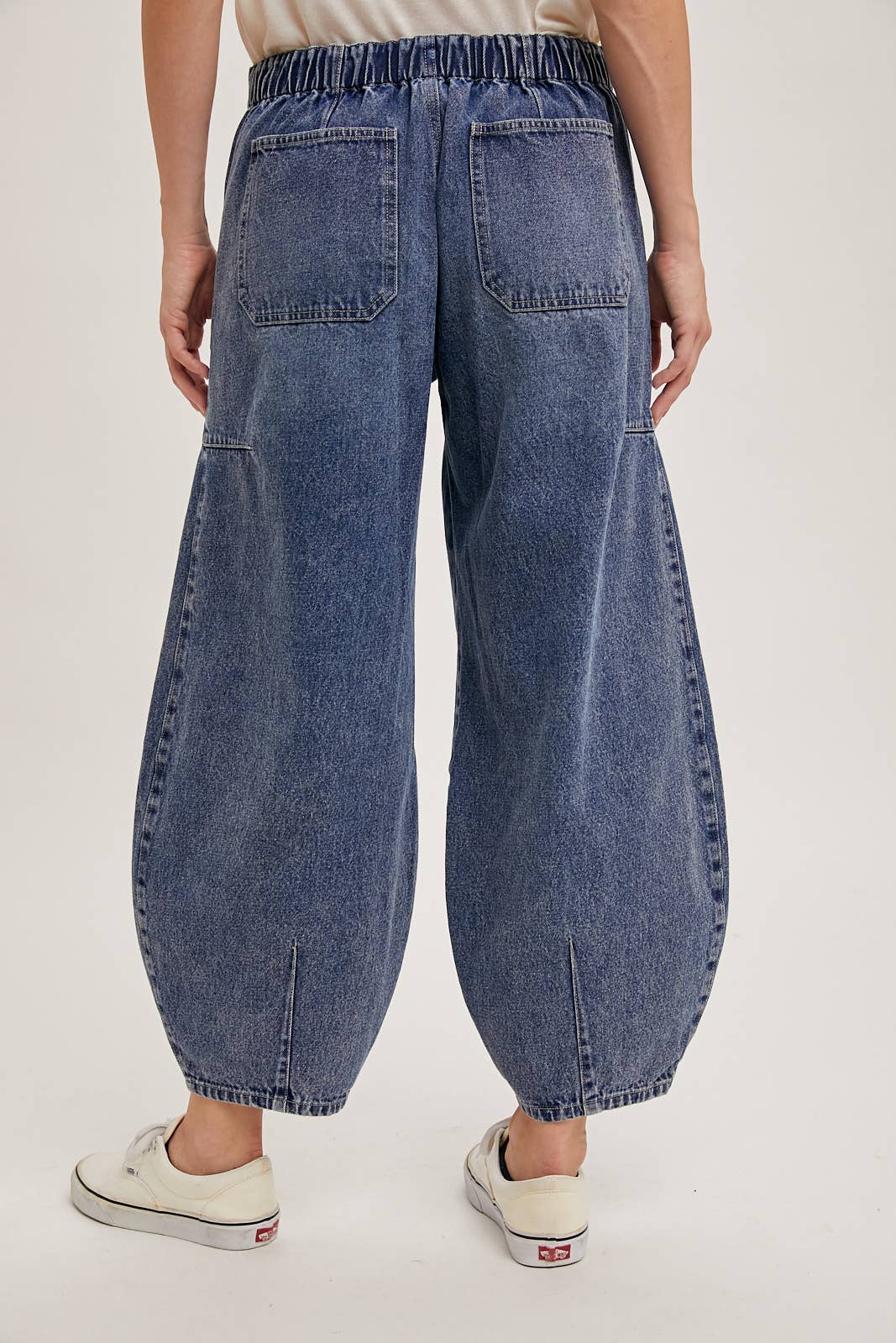 Denim Drawstring Barrel Jeans