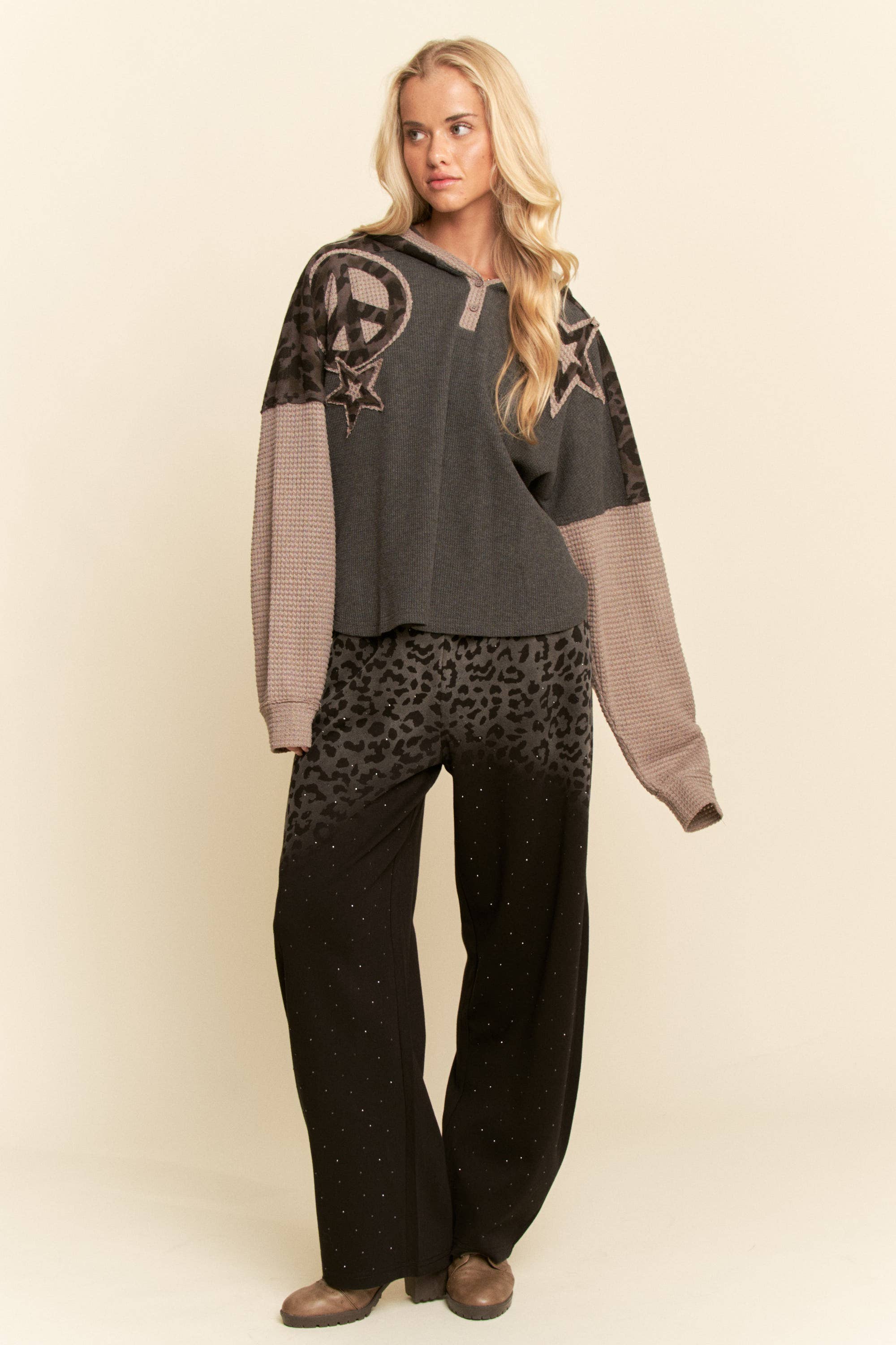 Star & Peace Patchwork Hoodie
