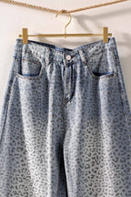 Leopard Print Wide-Leg Denim Pants