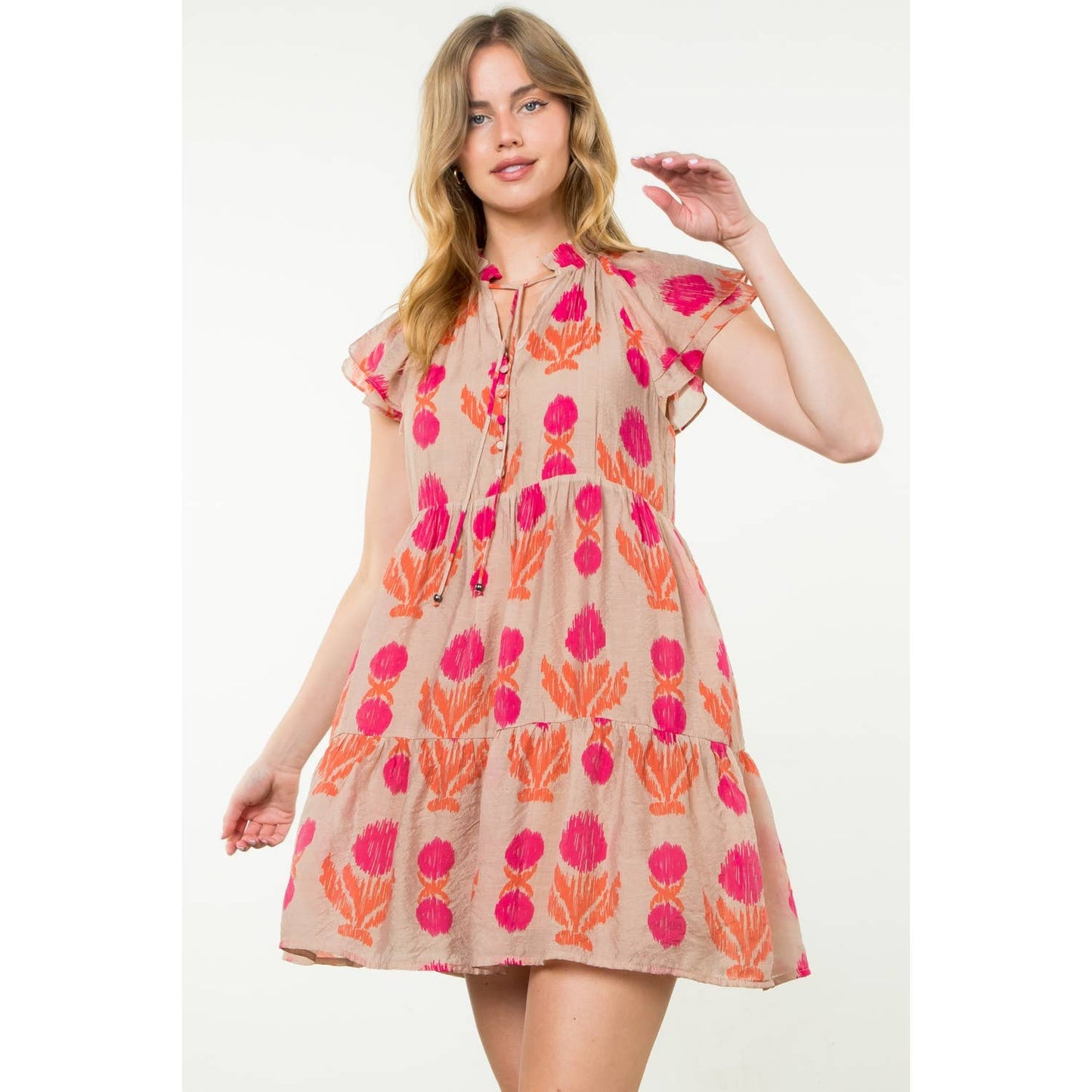 Tiered Floral Print Dress