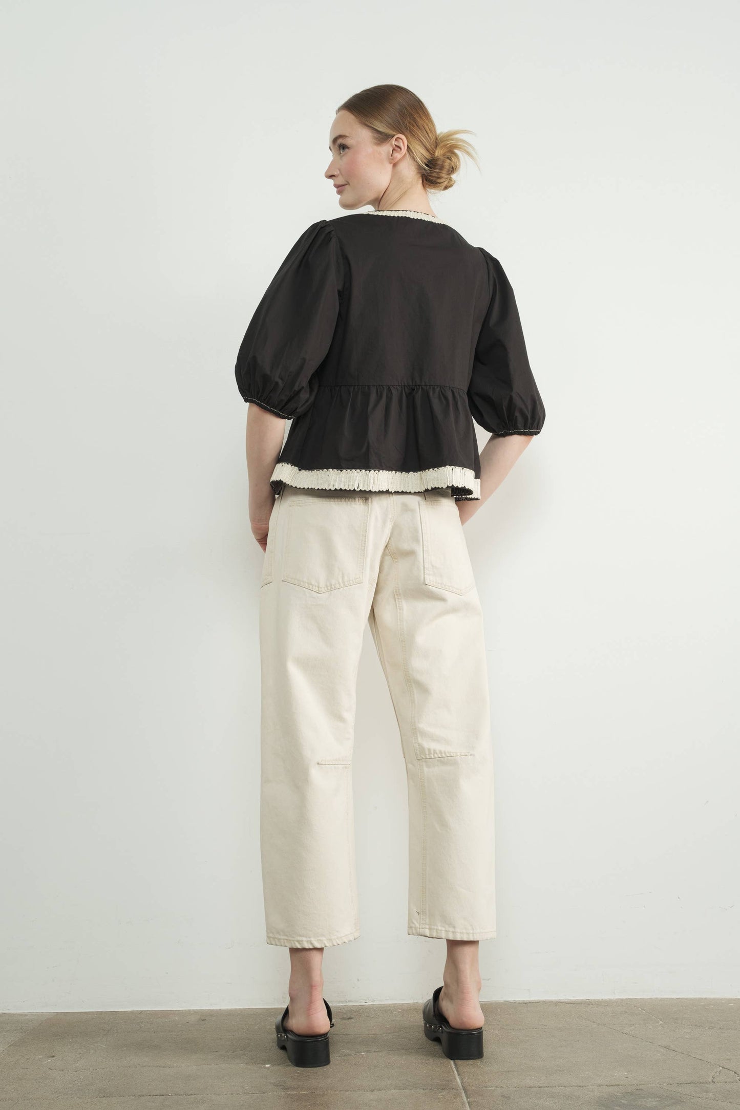 Barrel Denim Pants w/ Drawstring Waist