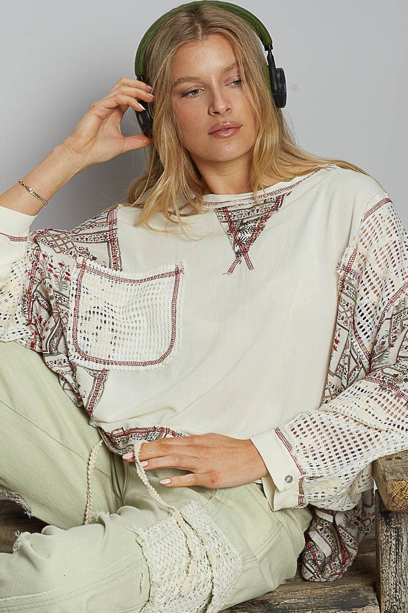 Floral Print Contrast Sweater