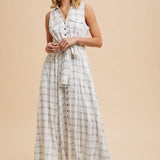 Checkered Lapel Button Down Dress