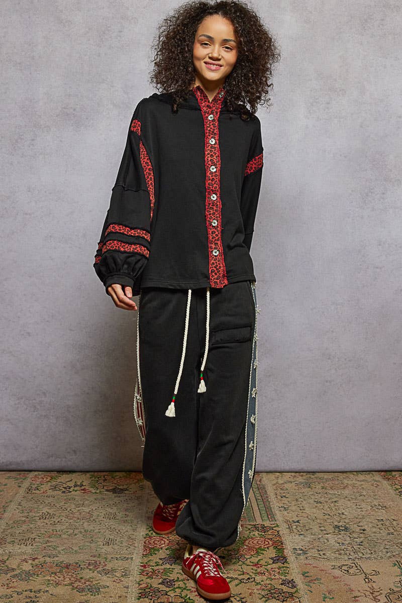 Animal Print Patch & Seam Hoodie