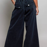 Low Rise Eyelet Studded Wide Leg Street Pants