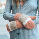 Ultra Soft Mohair Striped Mittens – Cozy Winter Essential❄️