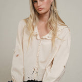 Embroidered Eyelet Collar Blouse - RT1180