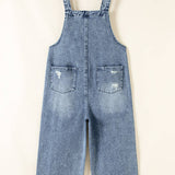 Distressed Capri Denim Overalls