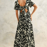 Tropical Leaf Printed Dress
