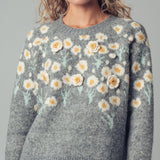 Daisy Embroidered Floral Knit Sweater