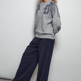 Tentacle Embroidered Gray Sweater