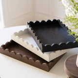 Wood scallop tray home decor, 13x9x2, espresso - 17008